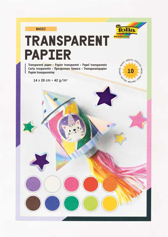 Transparentpapier, 10 Blatt, 14 x 20 cm — farbig sortiert
