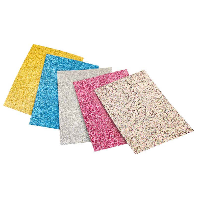 Glitterkarton Block, 17,4 x 24,5 cm, 5 Blatt — farbig sortiert