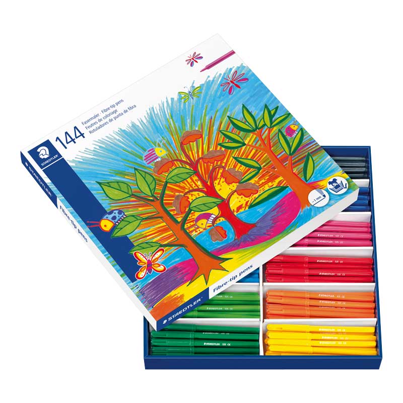 STAEDTLER® Fasermaler, 144 Stück — 12 Farben sortiert