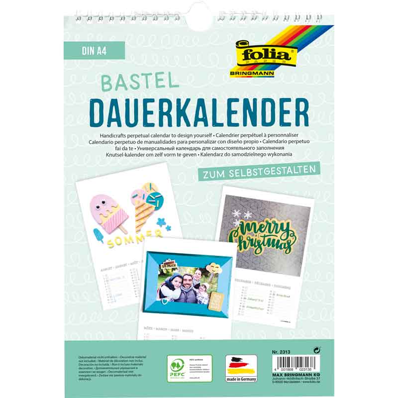 Bastel Dauerkalender A4 — weiß