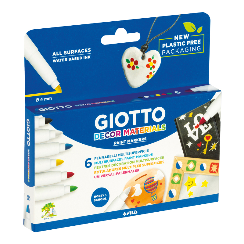 GIOTTO Decor Materials Fasermaler, 6 Stück — bunt