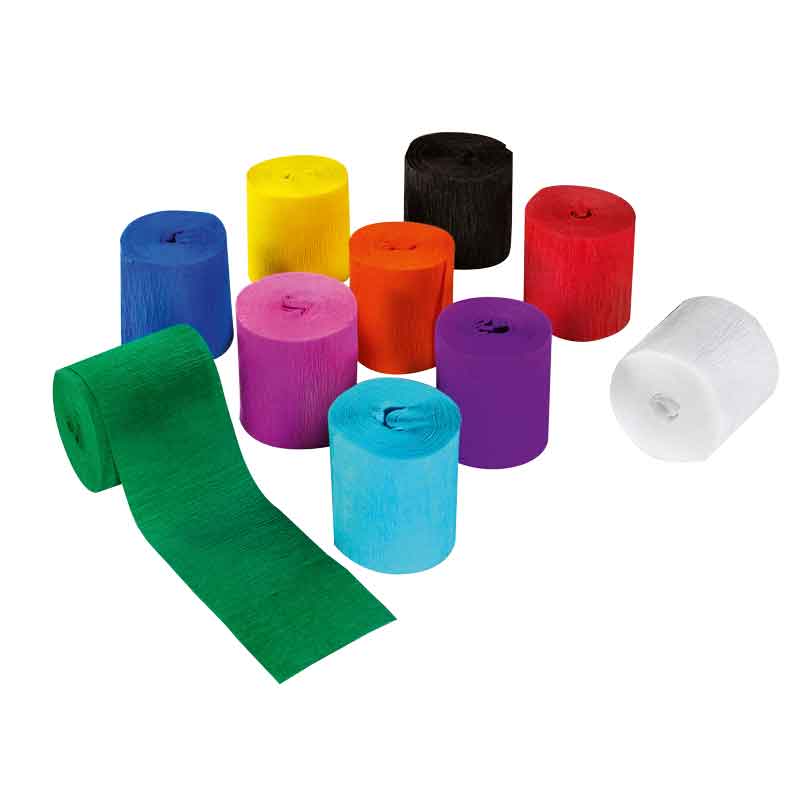 Deko - Krepp 5 cm x 10 m/ 10 Stück — farbig sortiert