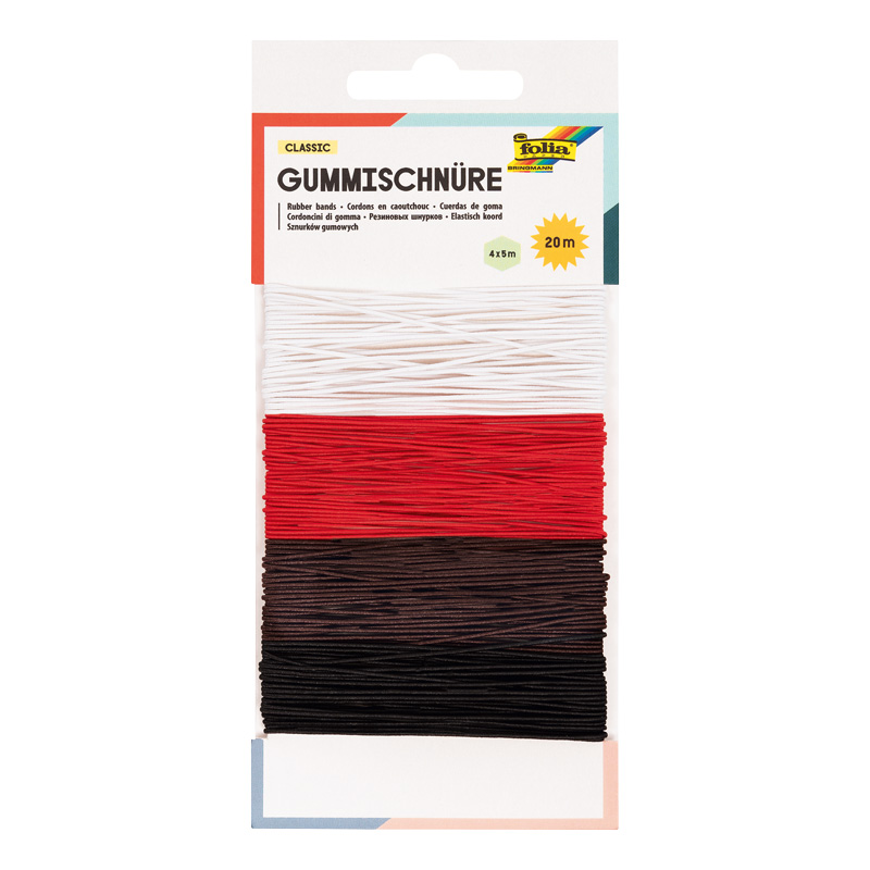 Gummischnüre-Set, 4 x 5 m — 1 mm