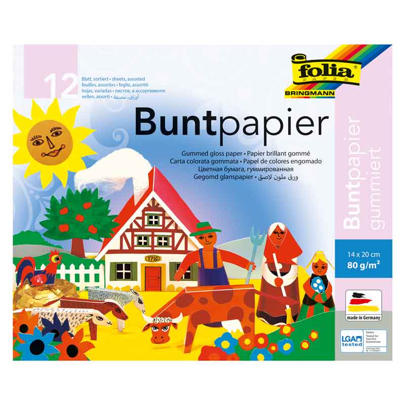 Glanzpapier gummiert, 14 x 22 cm — sortiert
