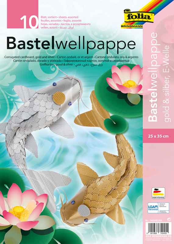 Micro-Wellpappe Metallic, 25 x 35 cm — gold und silber