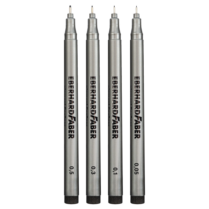 EFA Fineliner, 4 Stück — schwarz