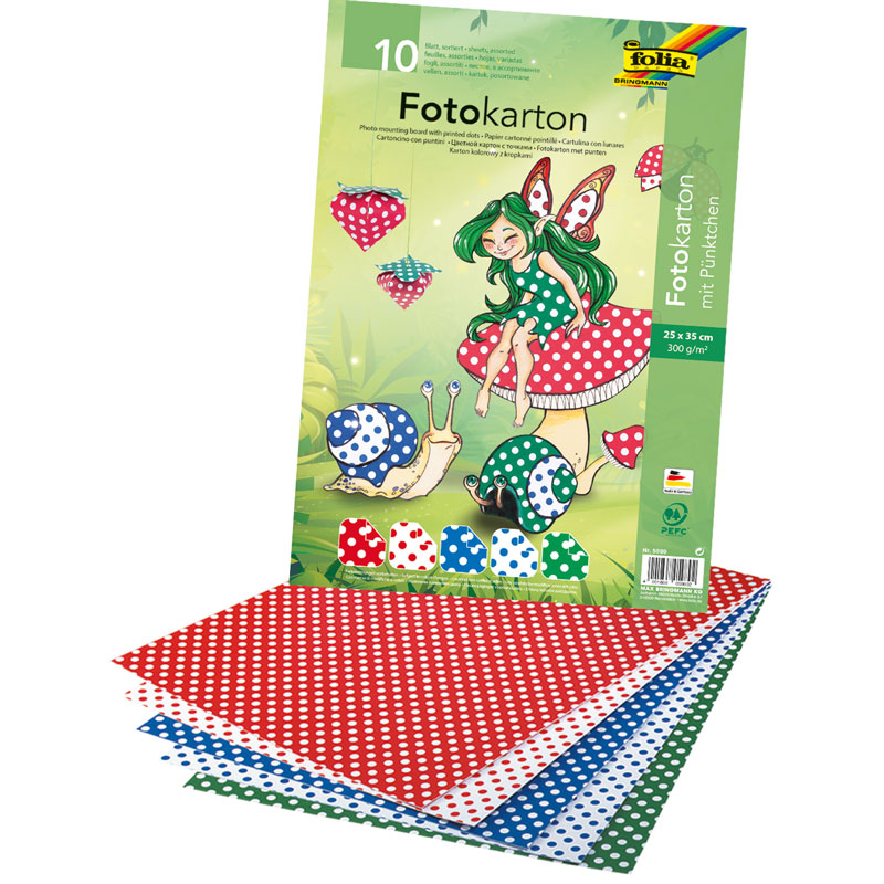 Fotokarton 25 x 35 cm, 10 Stück — Pünktchen sortiert