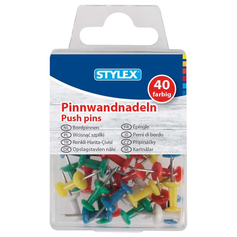 Pinwand - Nadeln, 40 Stück — farbig sortiert
