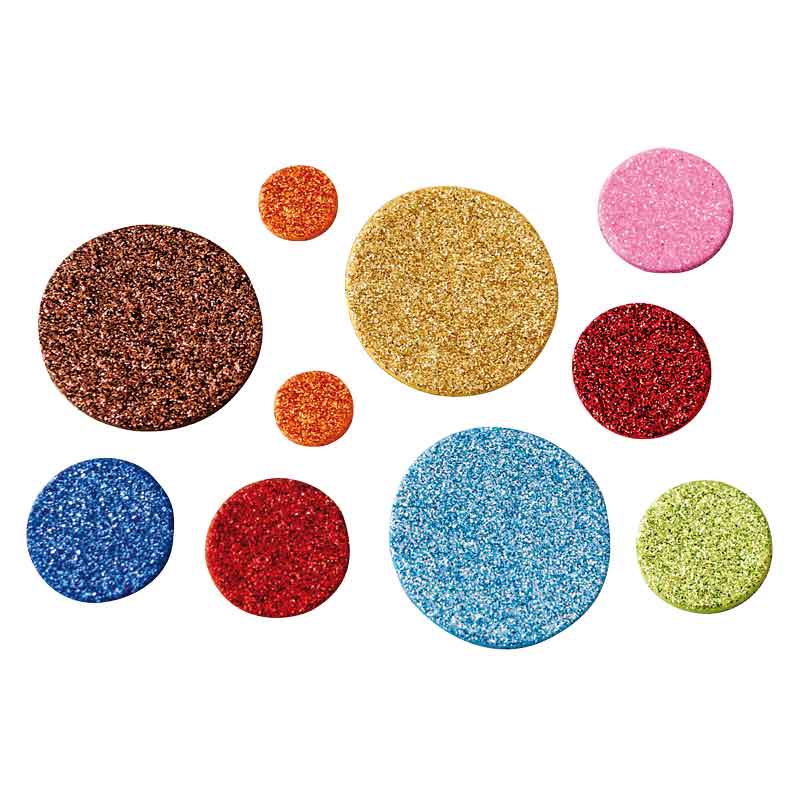 Moosgummi Kreise, 150 Stück — glitter bunt gemischt