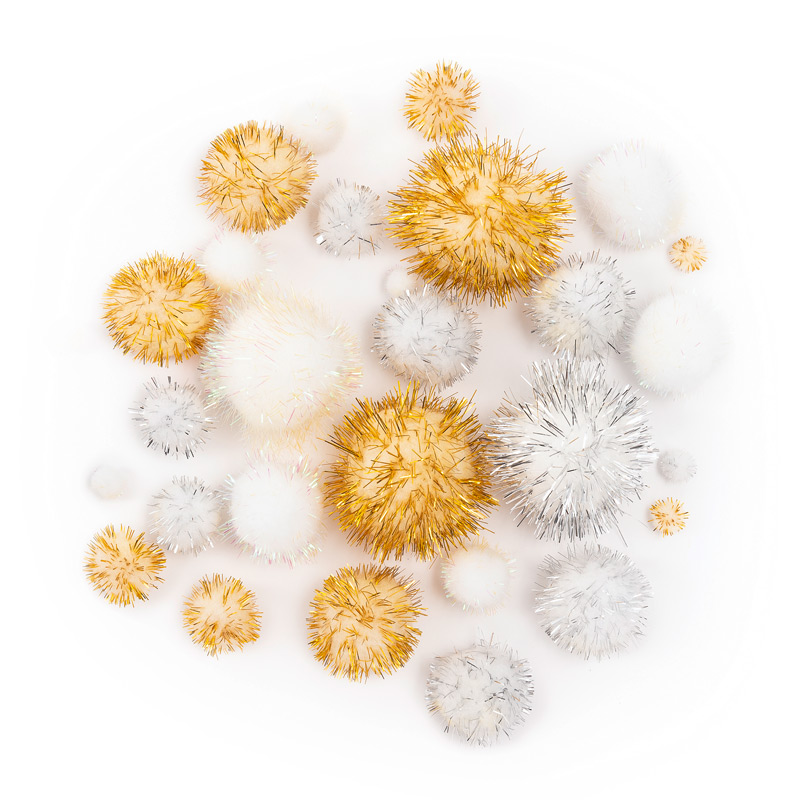 Pompons Glitter / 30 Stück