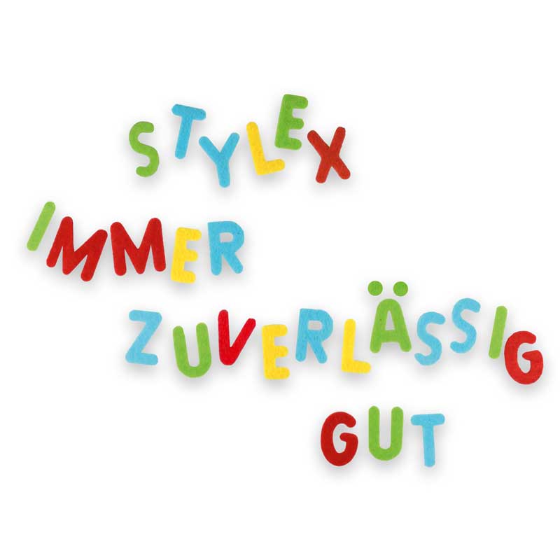 Filzbuchstaben, 72 Stück — farbig sortiert