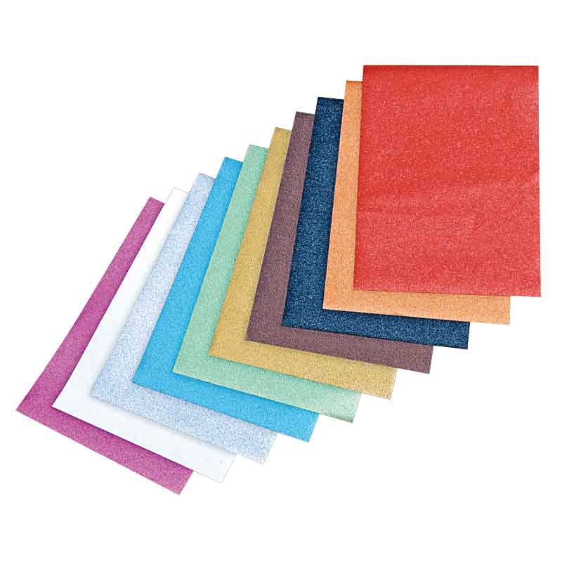 Glitterpapier 10 Blatt/ 24 x 34 cm — farbig sortiert