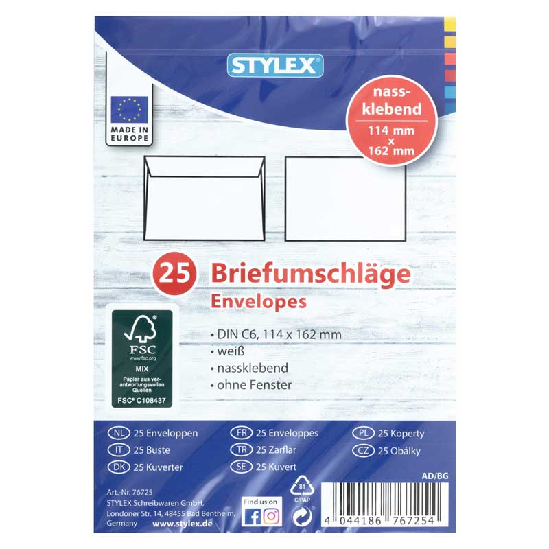Briefumschläge C6 / 25 Stück — weiß