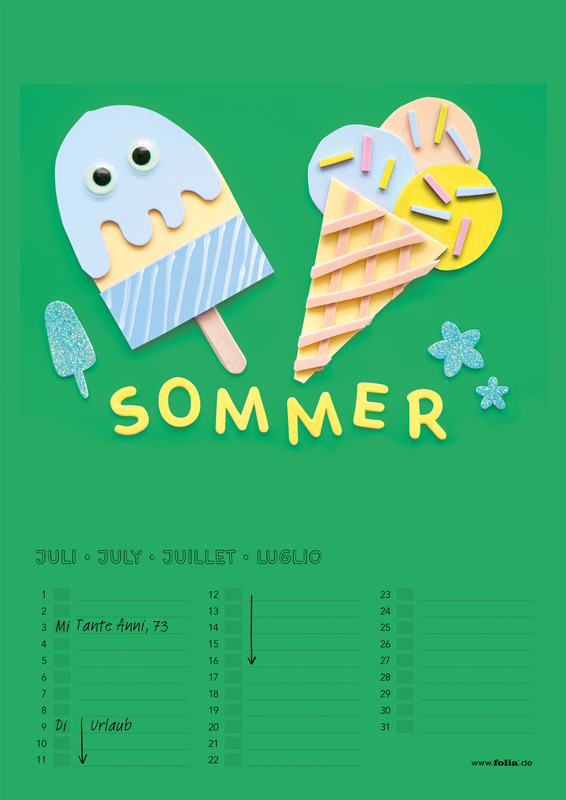 Bastel-Dauerkalender A4 — farbig