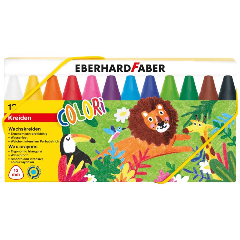 EFA Colori Wachsmalkreiden dreiflächig — 12 Stück | farbig sortiert